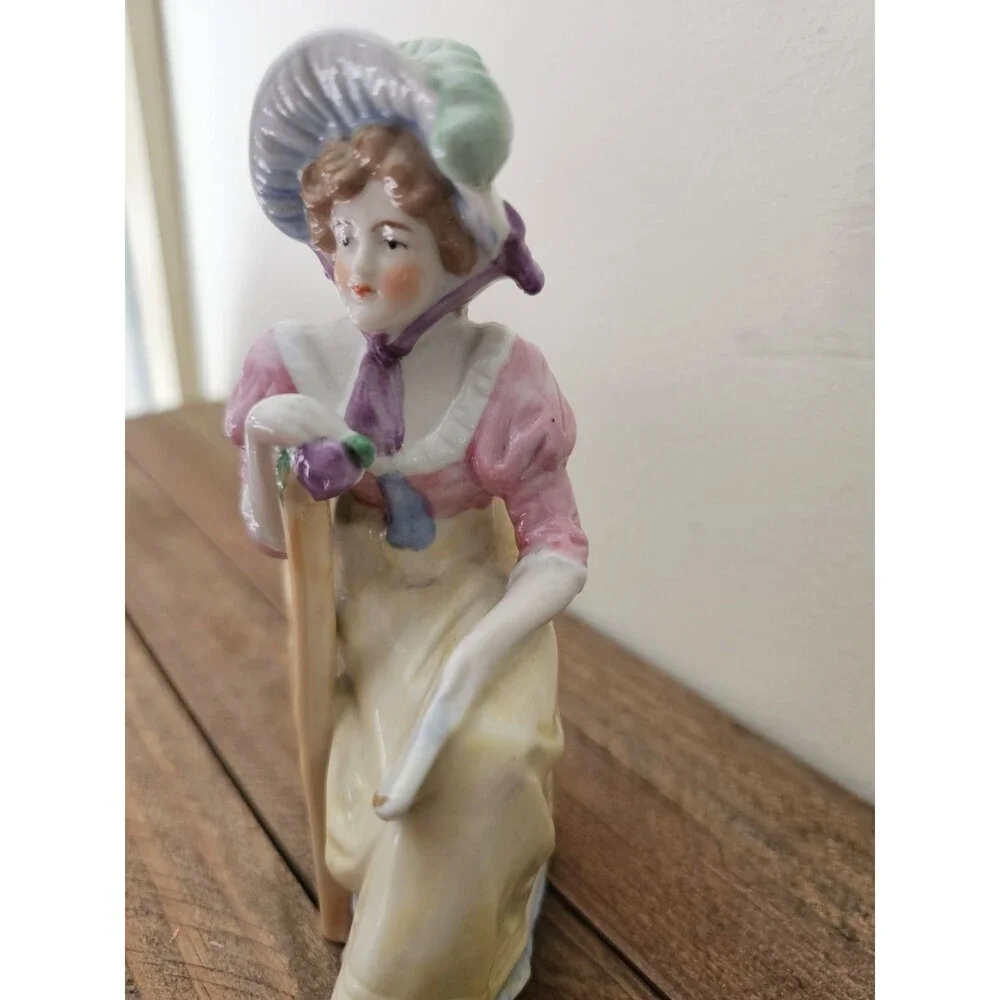 Vintage German Figurine Lady Sitting In Chair Parlor Figure DEP 9529